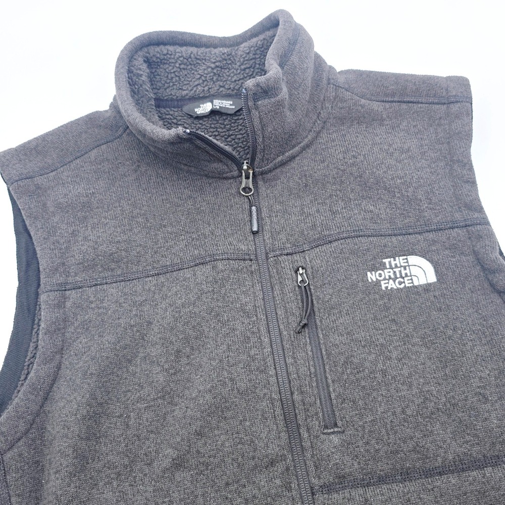 The North Face Gordon Lyons Vest Mens Large Gray Sweater Knit Fleece Full Zip